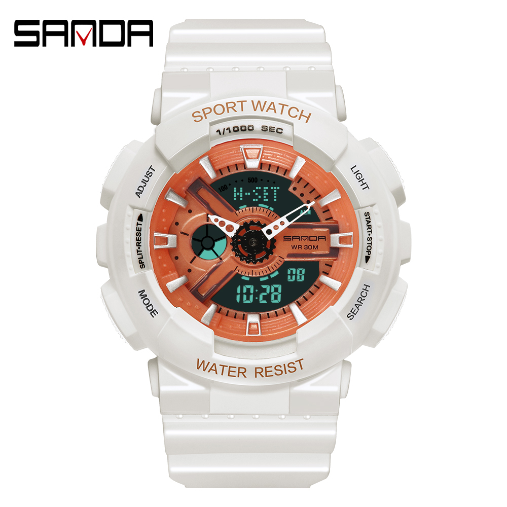 Sanda-Relógio digital branco e - Outdoor Sport Brand avaliação e preço