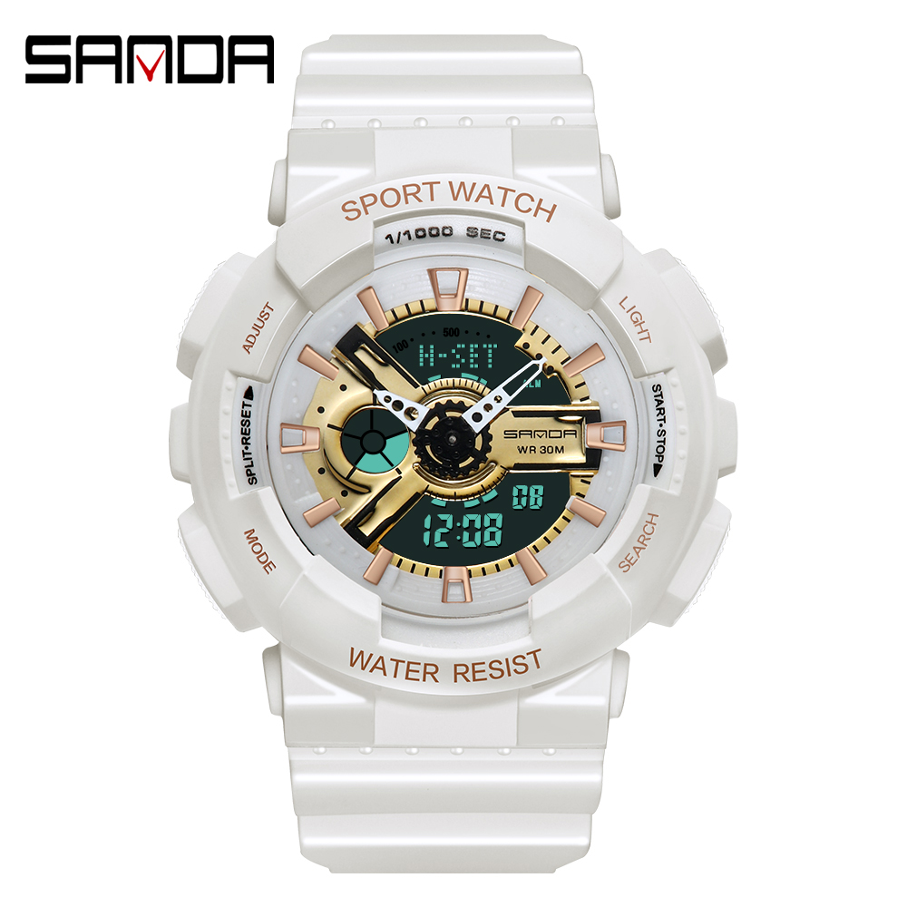 Sanda-Relógio digital branco e - Outdoor Sport Brand avaliação e preço