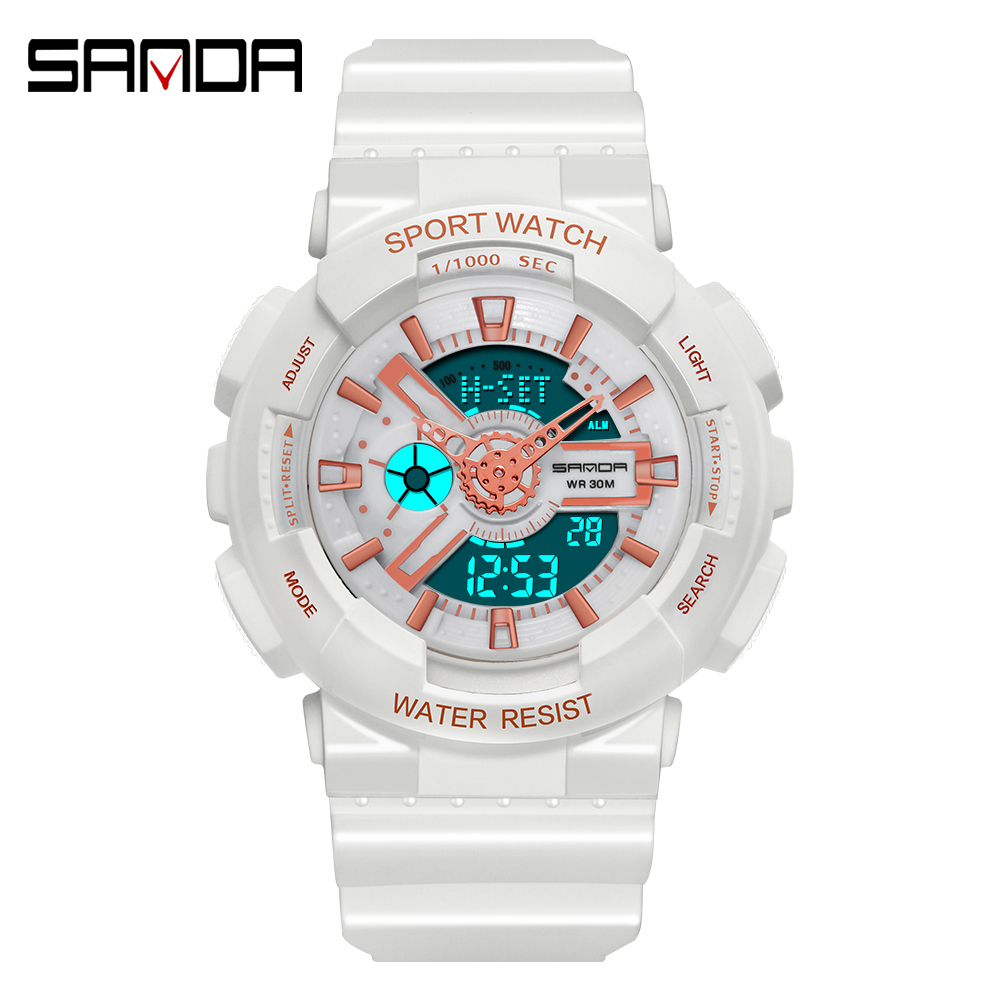 Sanda-Relógio digital branco e - Outdoor Sport Brand avaliação e preço